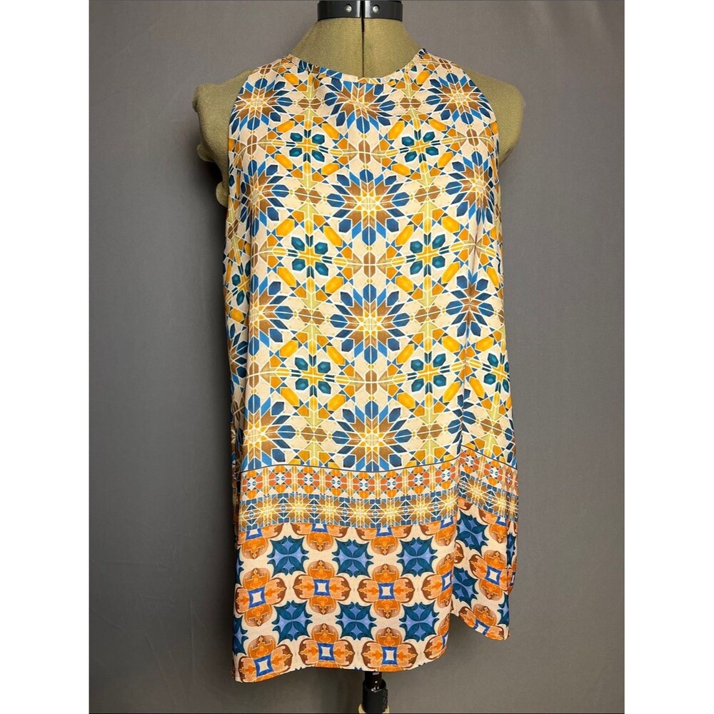 Sleeveless Mosaic Print Camisole Top - Blue & Orange Women's M